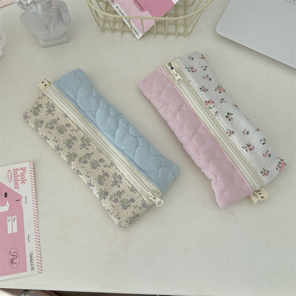 Elegant Flower Print Portable Pencil Case