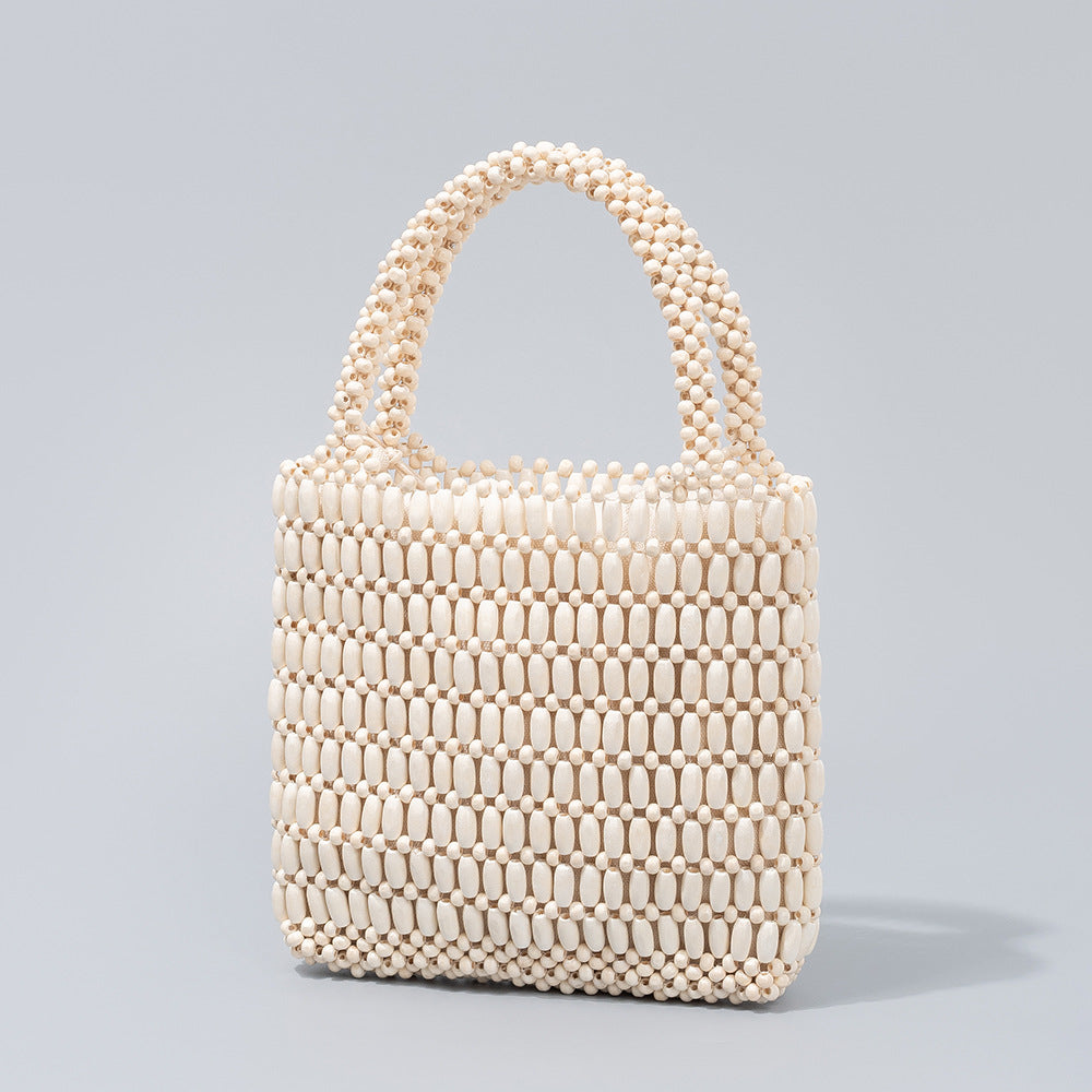Handmade Wooden Bead Woven Handbags