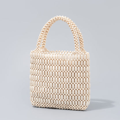 Handmade Wooden Bead Woven Handbags