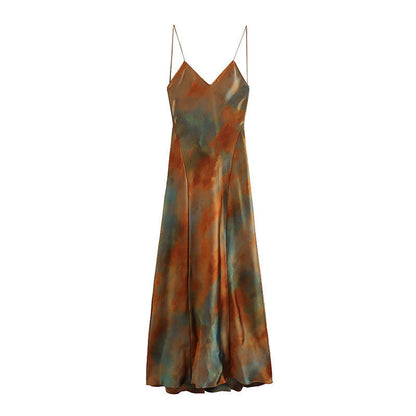 Minimalist Tie Dye Spaghetti Strap Maxi Dress