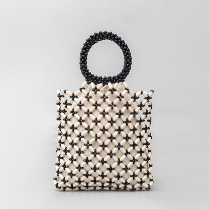 Wooden Bead Contrast Color Handbags