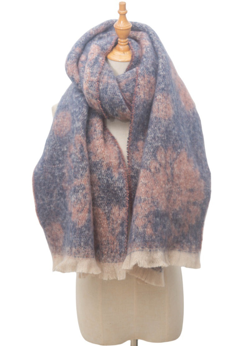 Floral Print Contrast Color Scarves