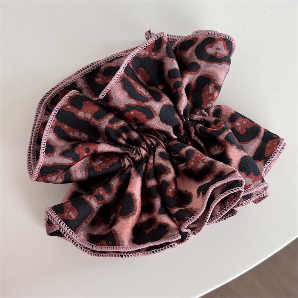 Vintage Leopard Print Satin Elastic Hair Scrunchies