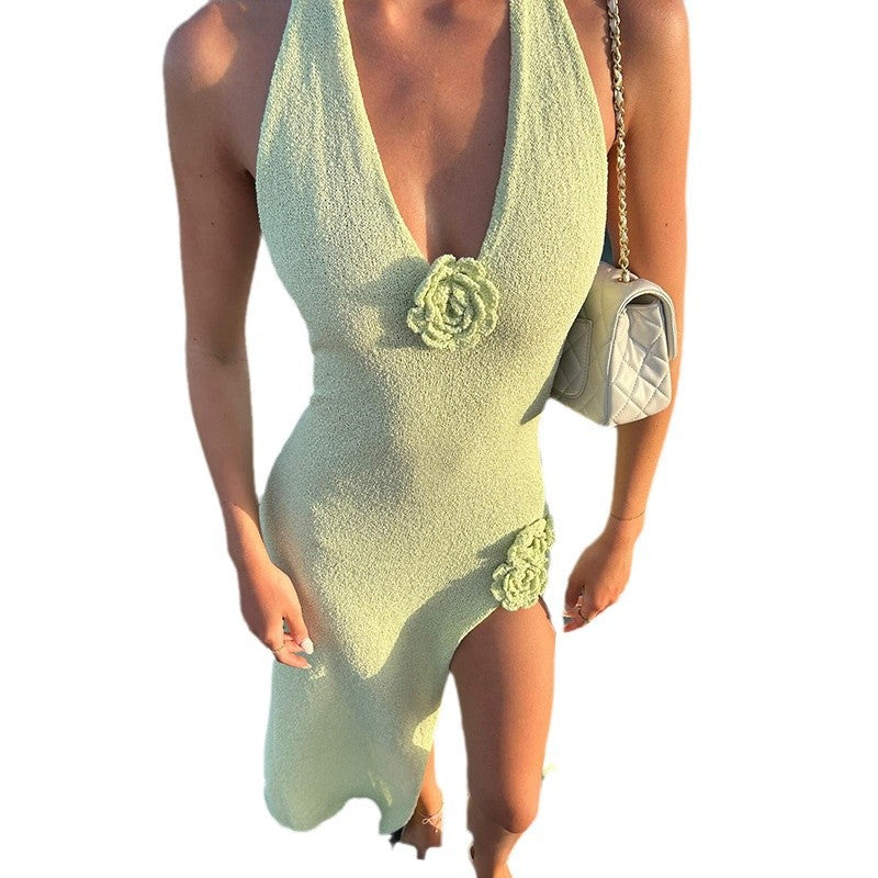 Deep V-Neck Spaghetti Strap Dress