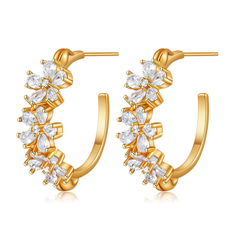 Copper Plated Gold Delicate Butterfly Floral Stud Earrings