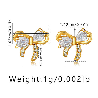 Elegant Bow Zircon Stud Earrings