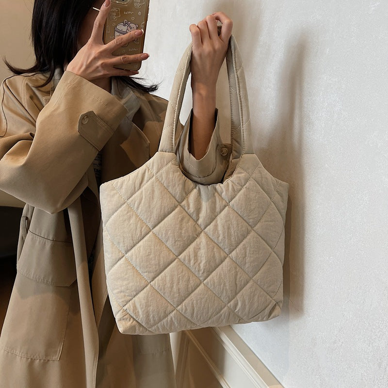 Solid Color Large Capacity Puffer Handbag