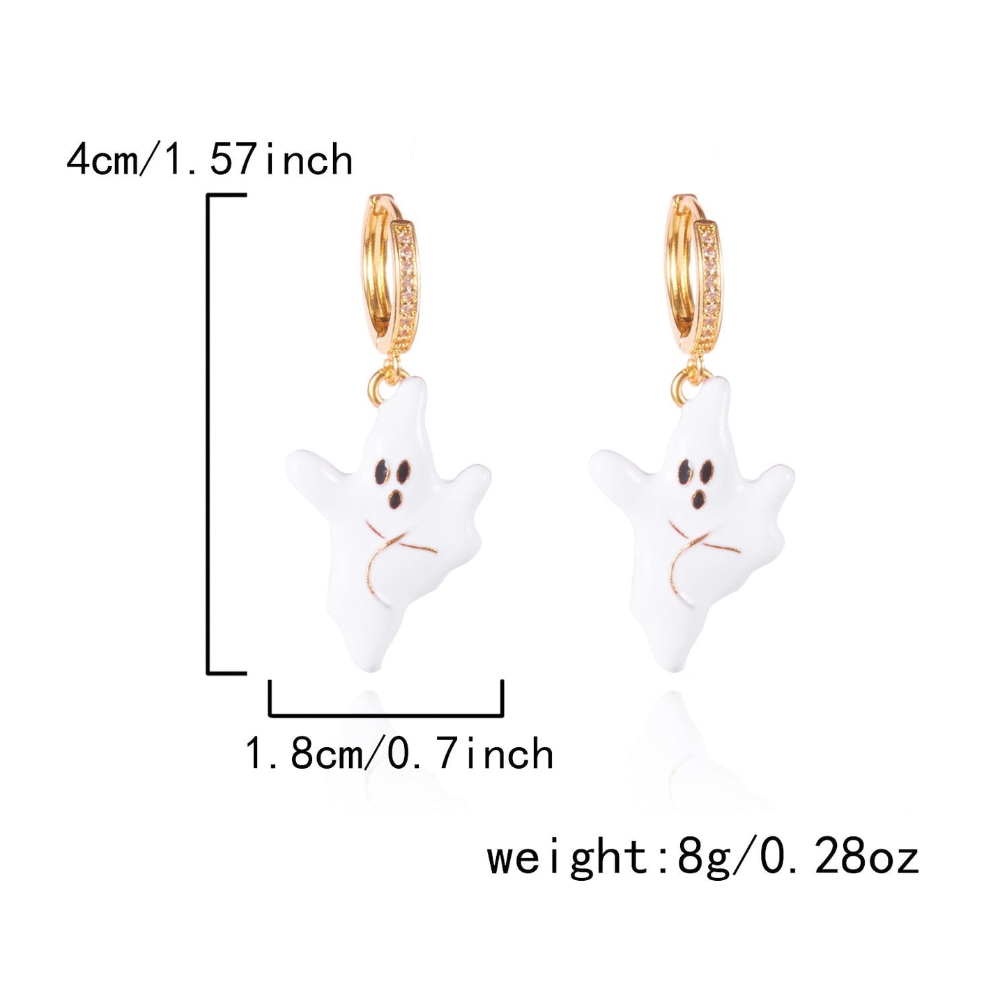 Halloween Enamel Pumpkin Rhinestone Hoop Earrings