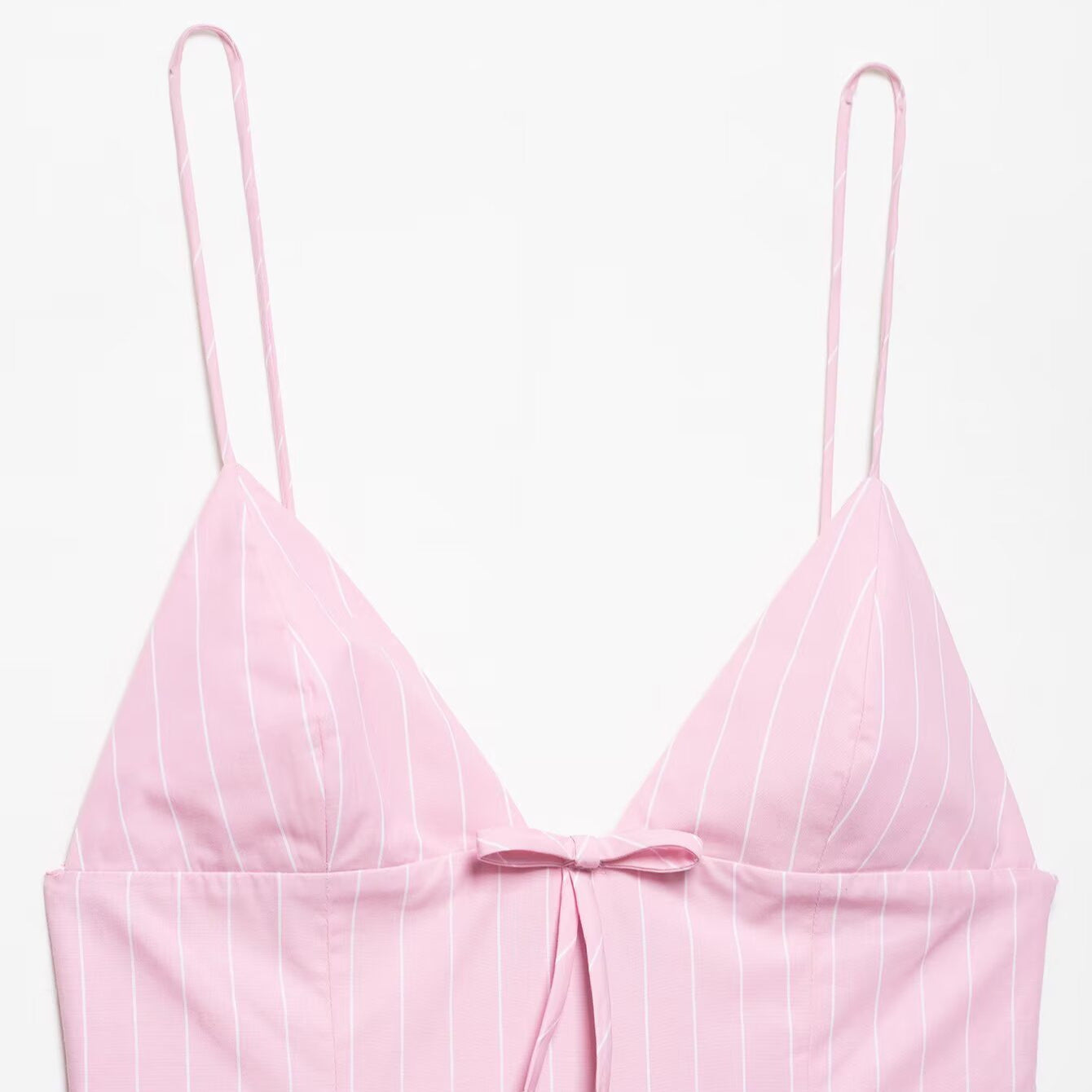 Bow Striped Spaghetti Mini Puffy Dresses