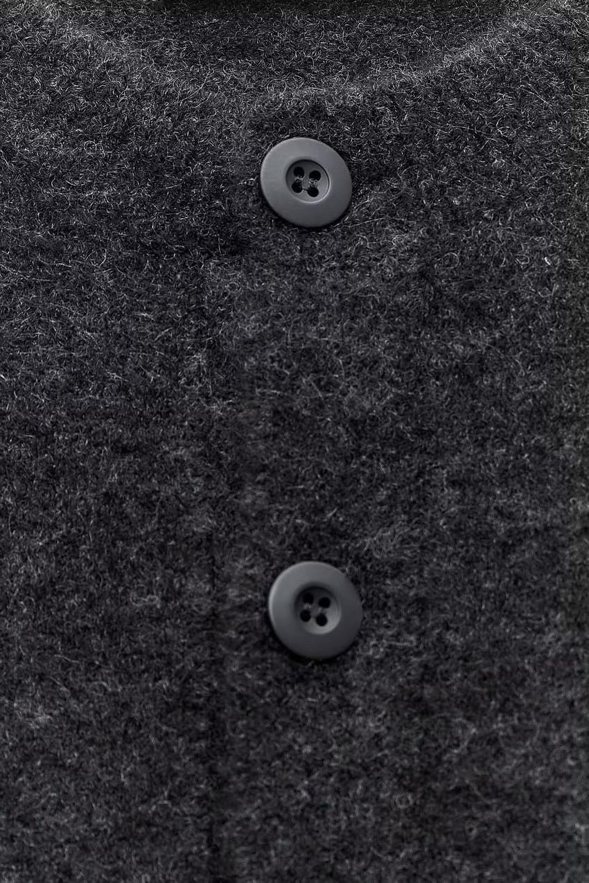 Simple Long Sleeve Knit Cropped Cardigan With Pockets