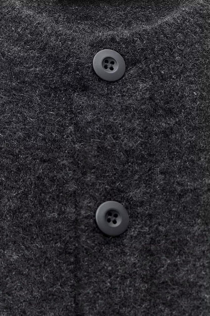 Simple Long Sleeve Knit Cropped Cardigan With Pockets