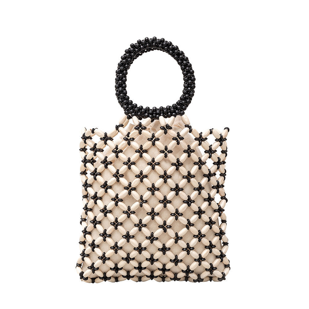 Wooden Bead Contrast Color Handbags