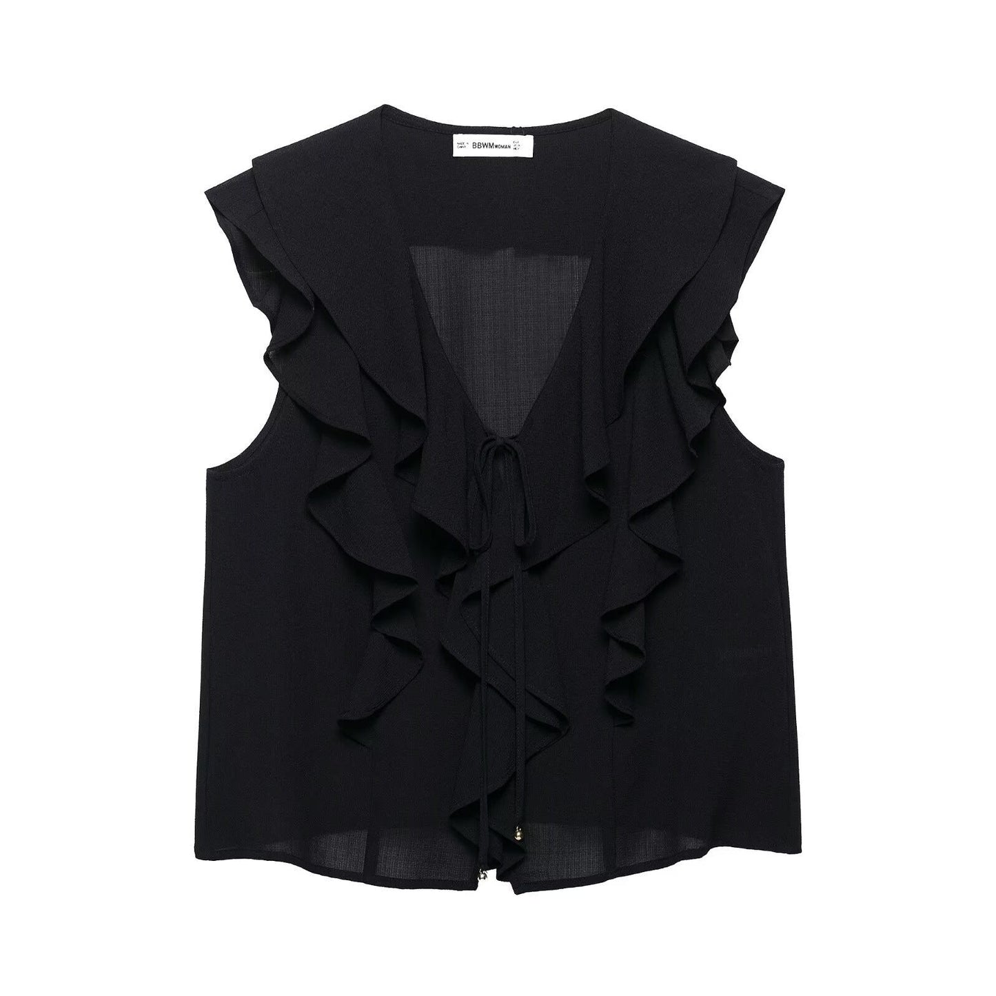 Ruffle V-Neck Sleeveless Top Mini Skirt Set