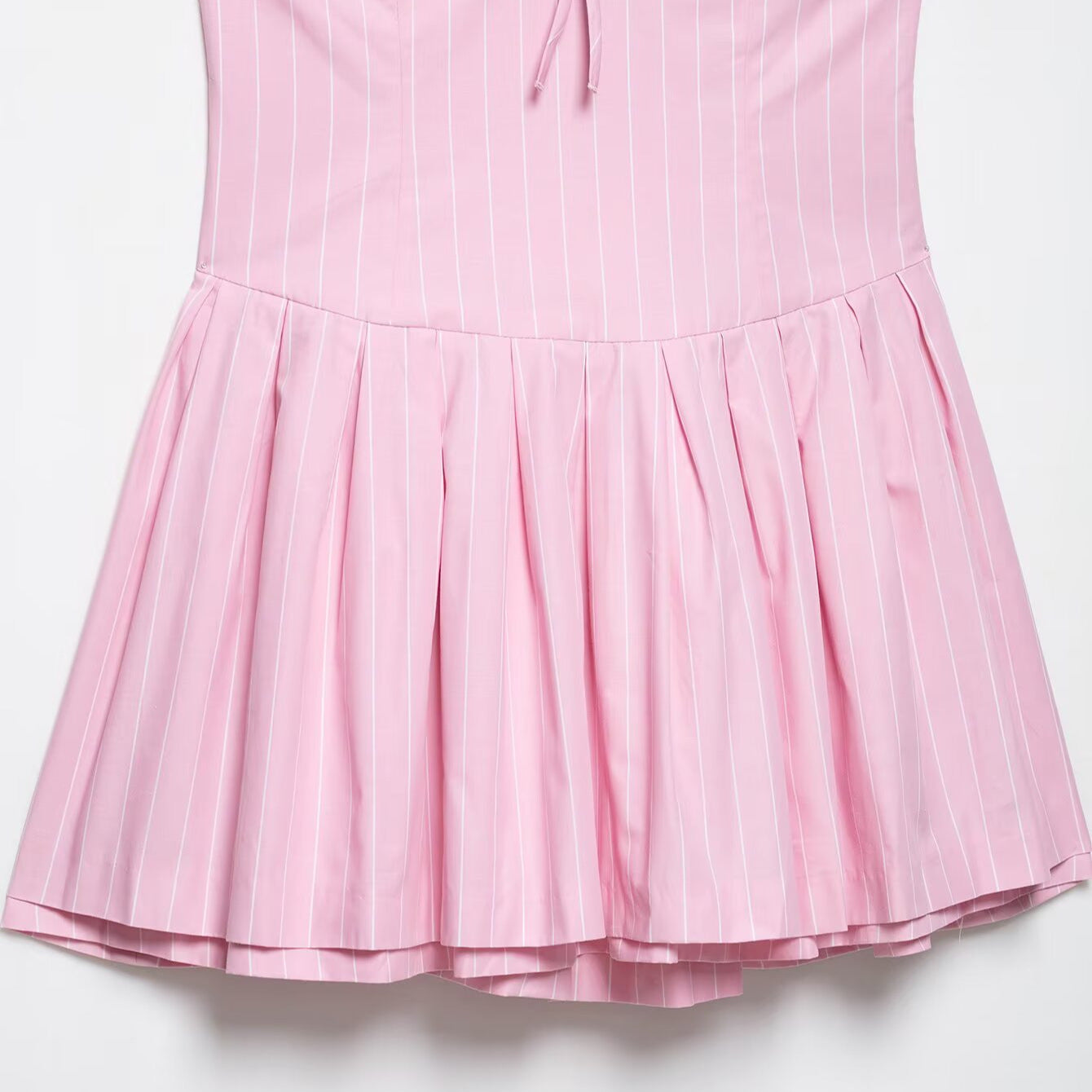 Bow Striped Spaghetti Mini Puffy Dresses