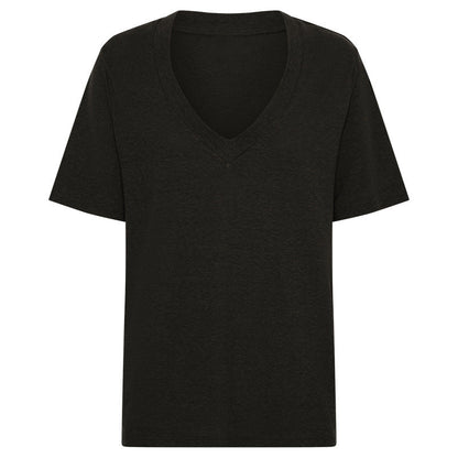Solid Color Deep V-Neck Loose T-Shirt