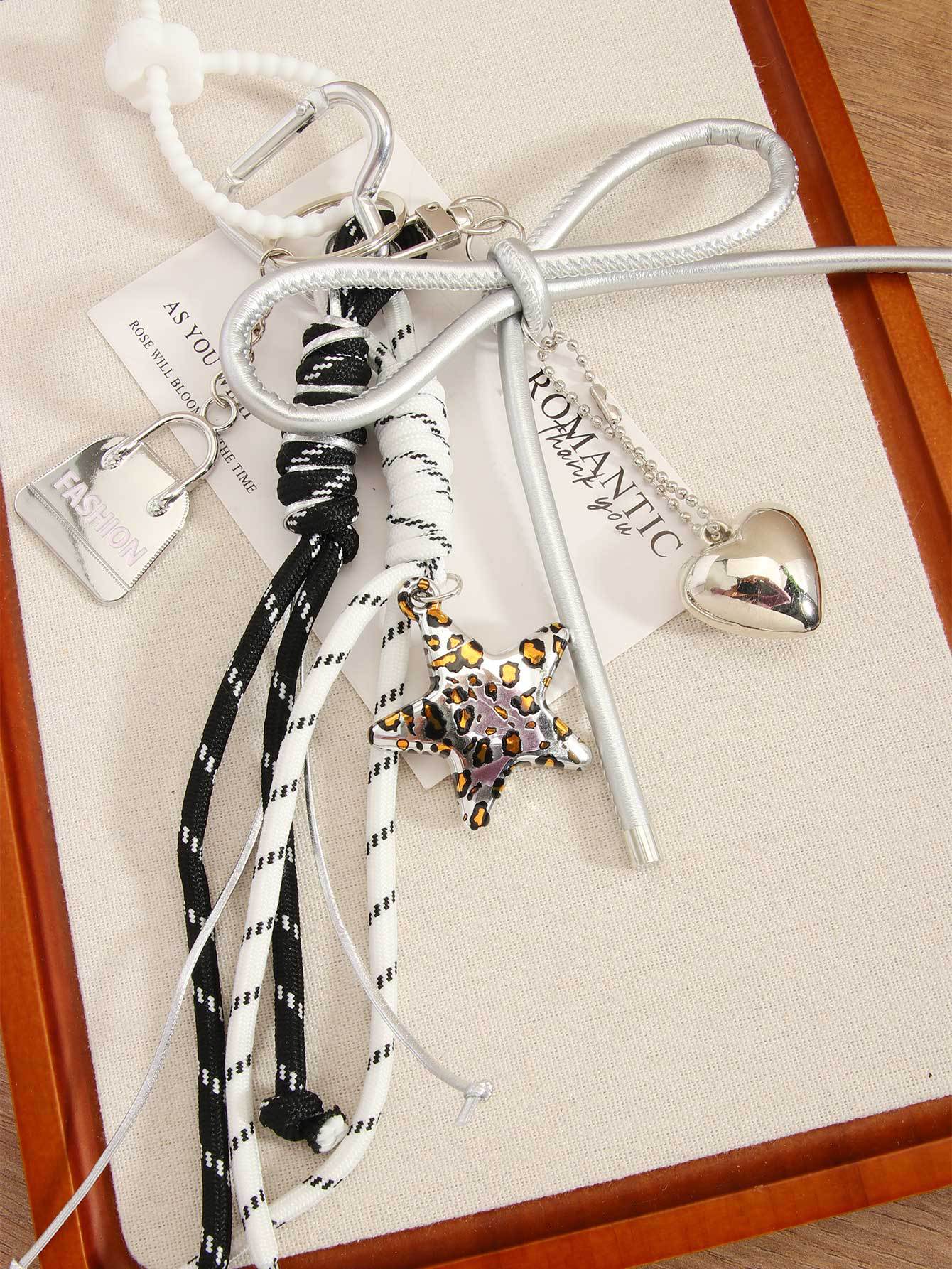 Leopard Metal Star Keychain Bag Charms