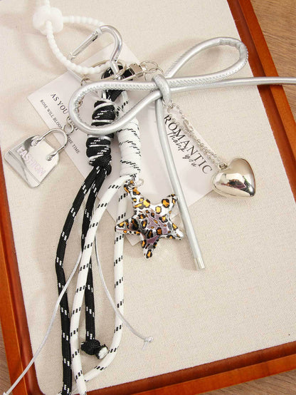 Leopard Metal Star Keychain Bag Charms