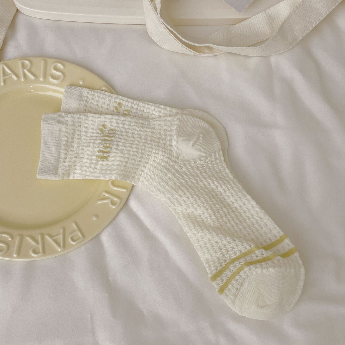 Cute Cartoon Print Mesh Slouch Socks