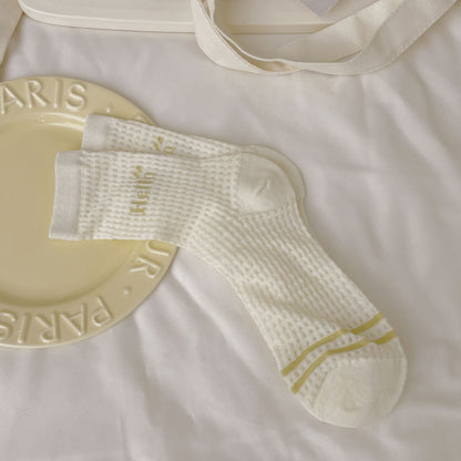 Cute Cartoon Print Mesh Slouch Socks