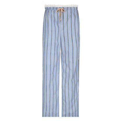 Fashion Color Block Stripe Drawstring Long Pants