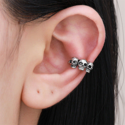 Halloween Punk Skull Clip Earrings