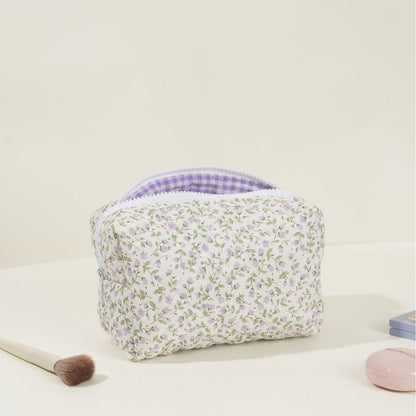 Floral Quilted Large Capacity Cotton Make Up Bag