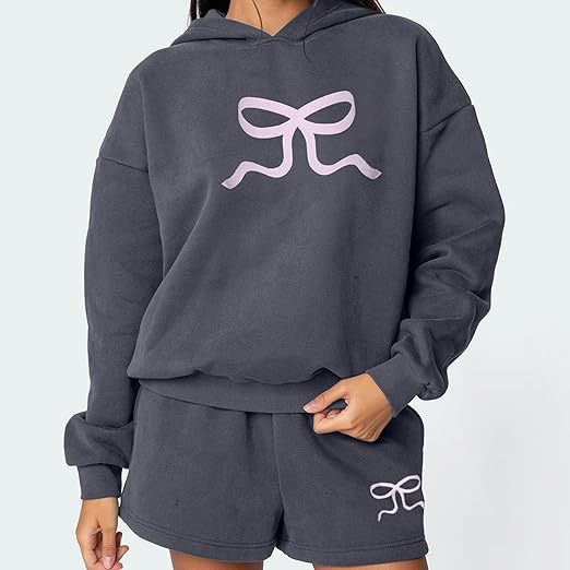 Simple Solid Color Hoodie Sweater Shorts Set