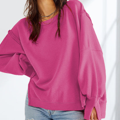 Oversize Solid Color Crew Neck Sweatshirt