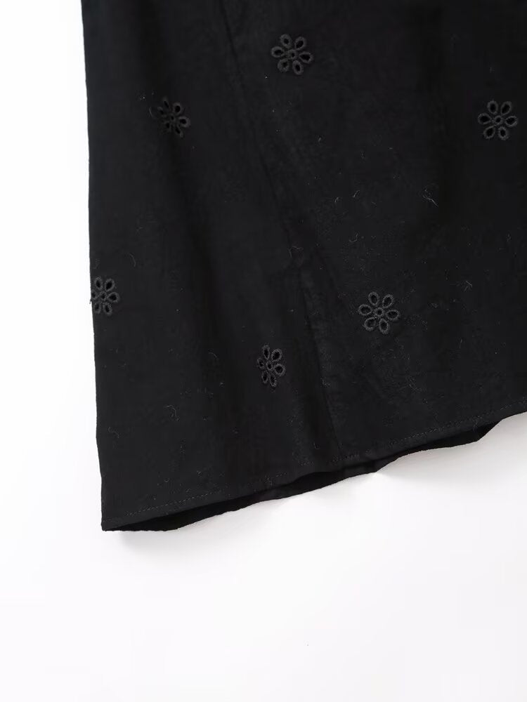 Sexy Embroidery Buttons Spaghetti Mini Dresses