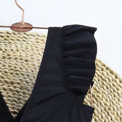 Flounce V-Neck Backless One Piece Swimwear