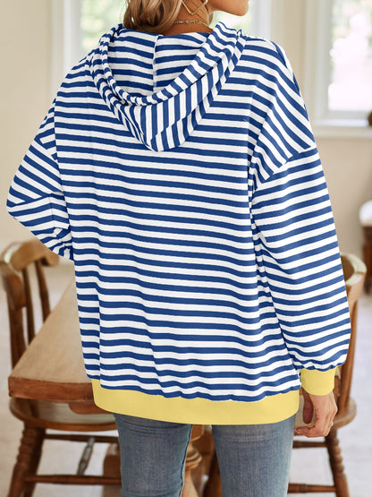 Color Block Striped Hooded Hoodies