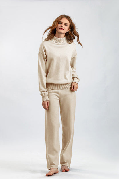 2+Solid Color High Collar Knit Sets