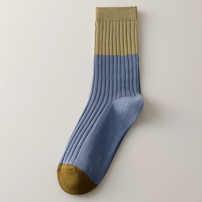 Striped Color Block Simple Ribbed Socks