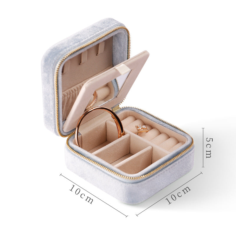 Plush Solid Color Travel Jewelry Case