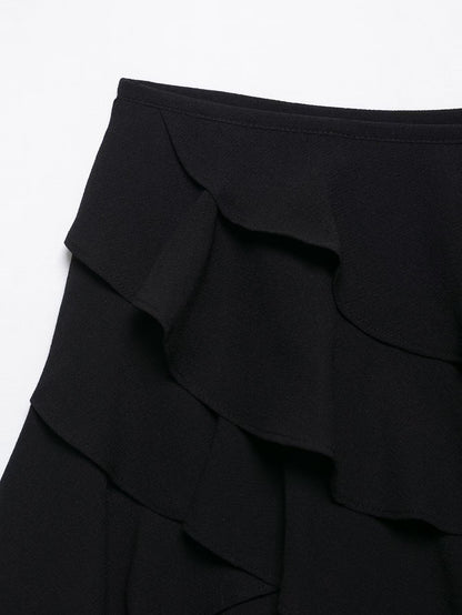 Ruffle V-Neck Sleeveless Top Mini Skirt Set