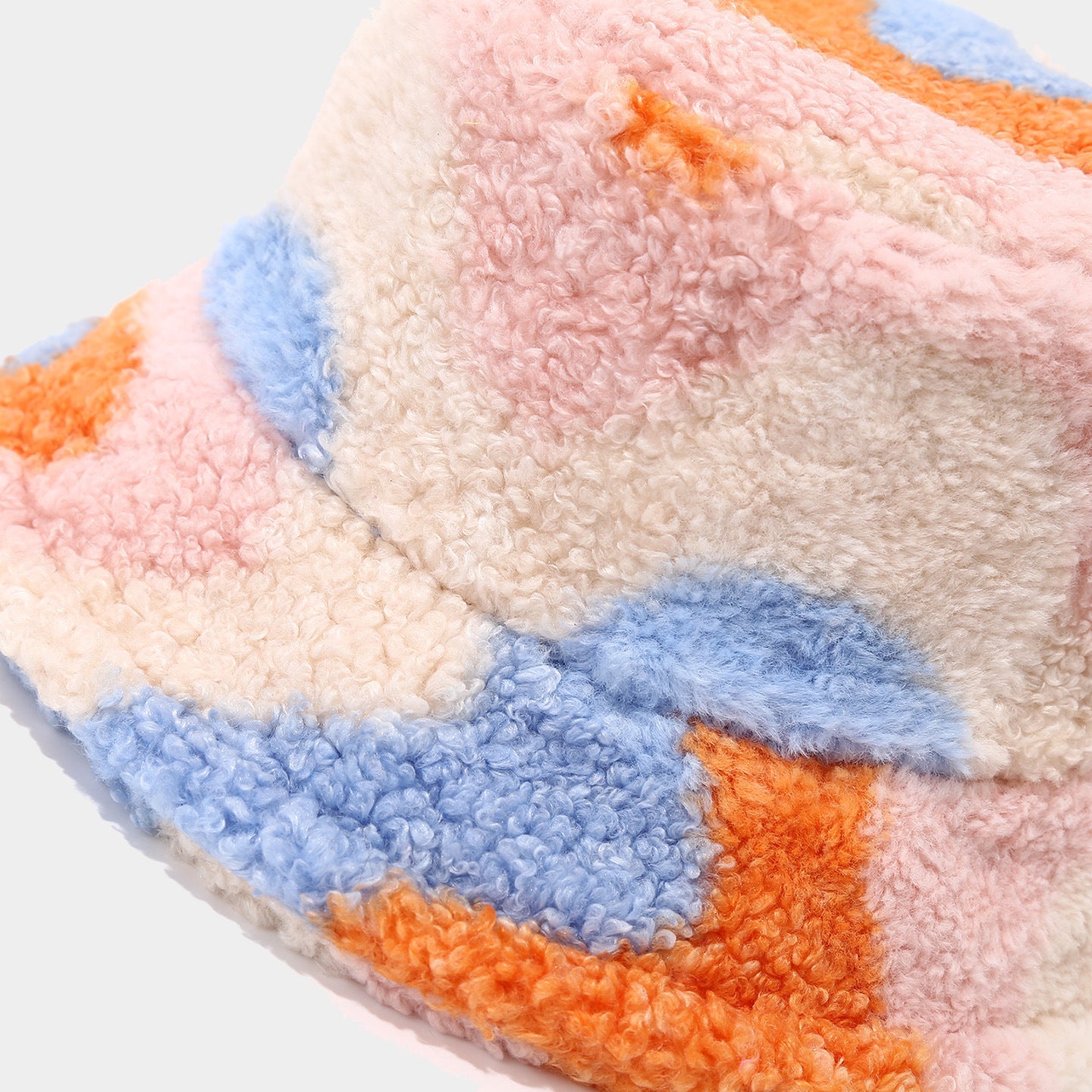 Cute Color Contrast Faux Sherpa Bucket Hat