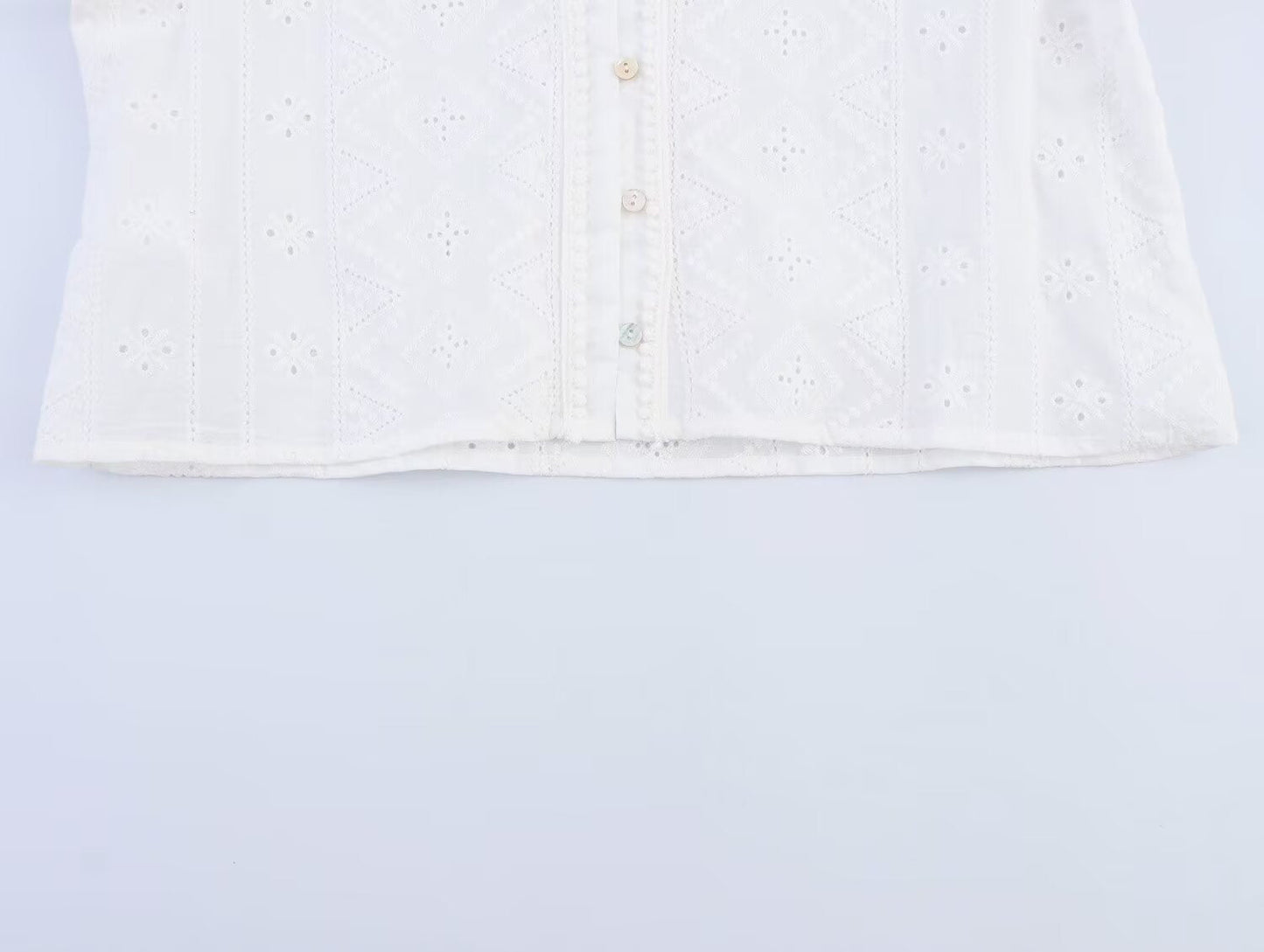 Trendy Embroidered Hollow Out Solid Color Top