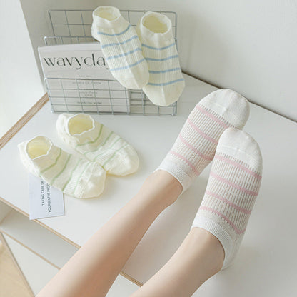Striped Color Block Low Ankle Socks