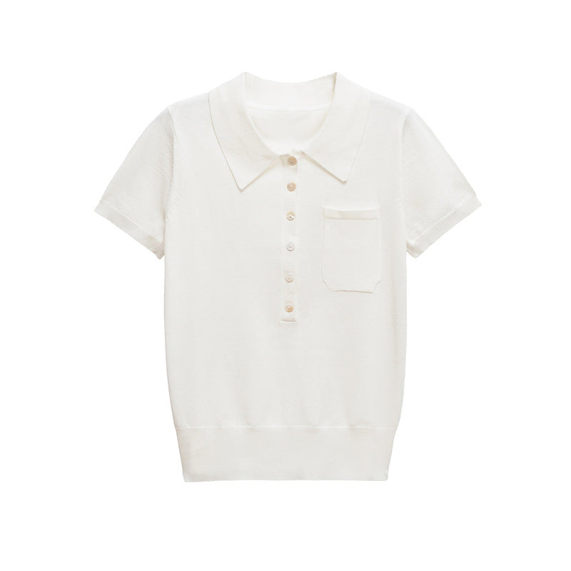 Casual Short Sleeve Solid Color Knit Top