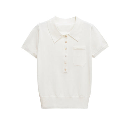Casual Short Sleeve Solid Color Knit Top