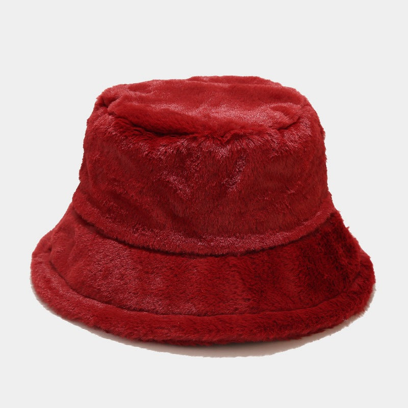 Simple Solid Color Thicken Winter Bucket Hat