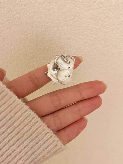 Irregular Rhinestone Shell Stackable Band Ring