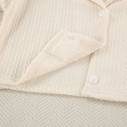 Simple Knit Solid Color Sleepwear Sets