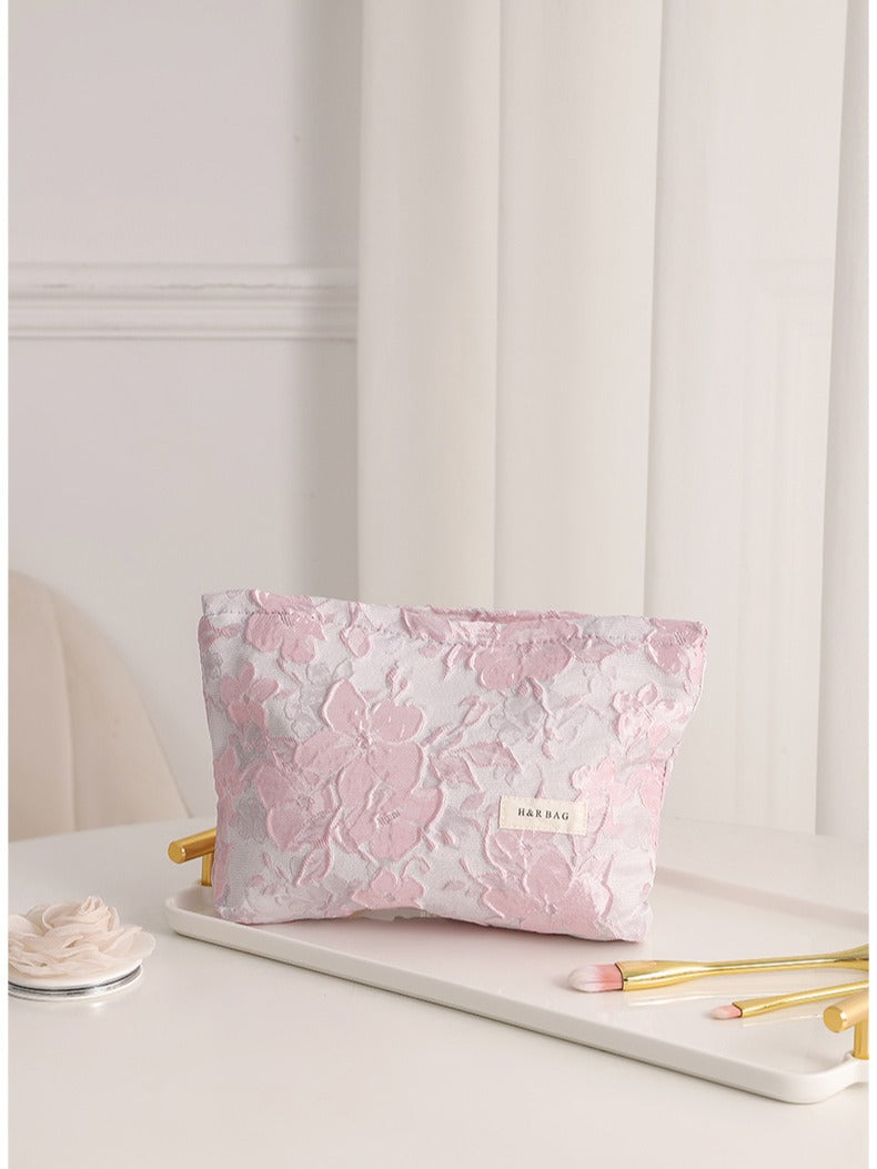 Purple Floral Jacquard Cosmetic Bag
