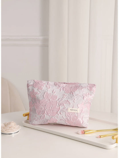 Purple Floral Jacquard Cosmetic Bag
