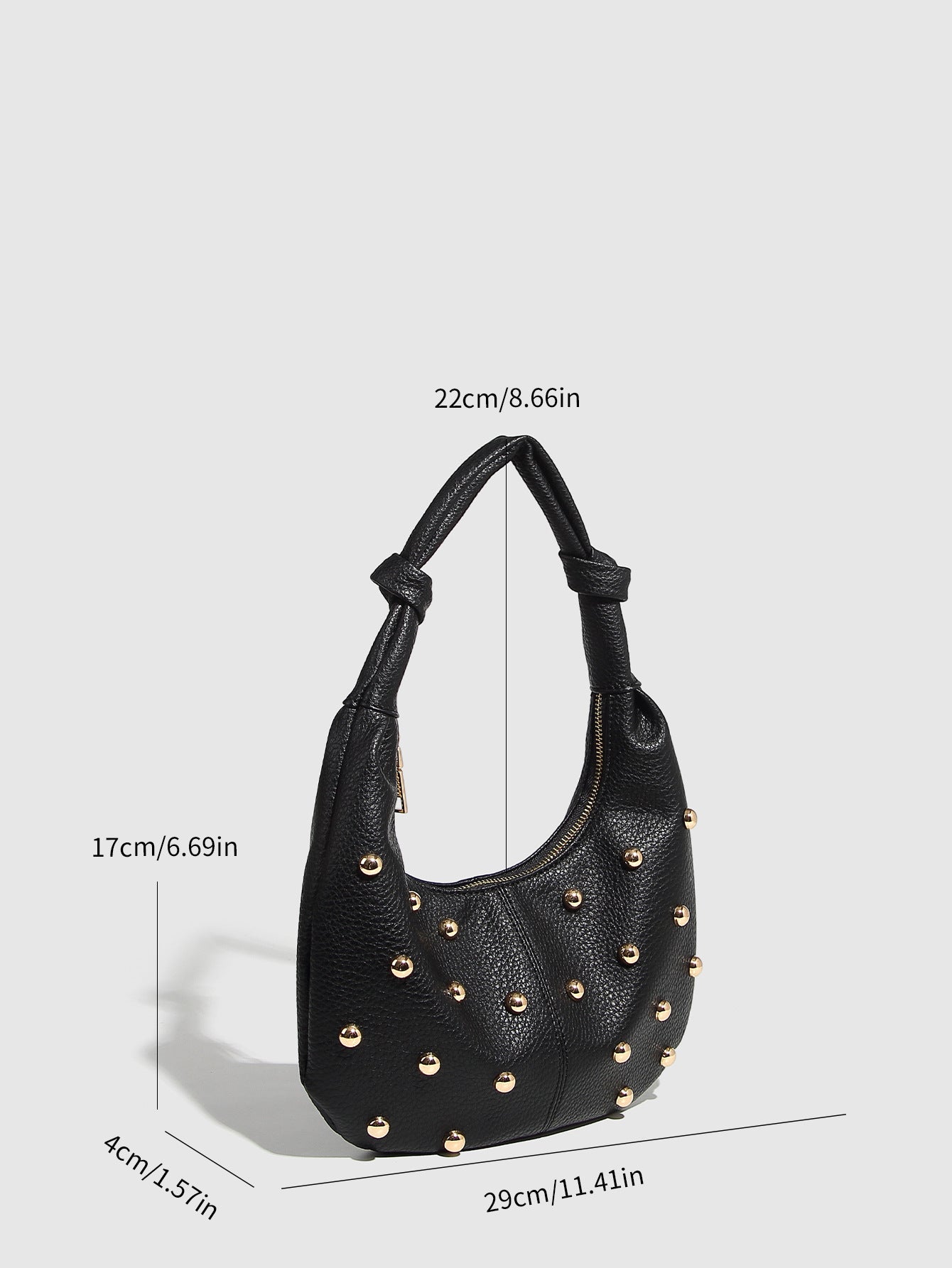 Trendy Studded Solid Color Shoulder Bag