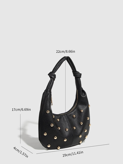 Trendy Studded Solid Color Shoulder Bag