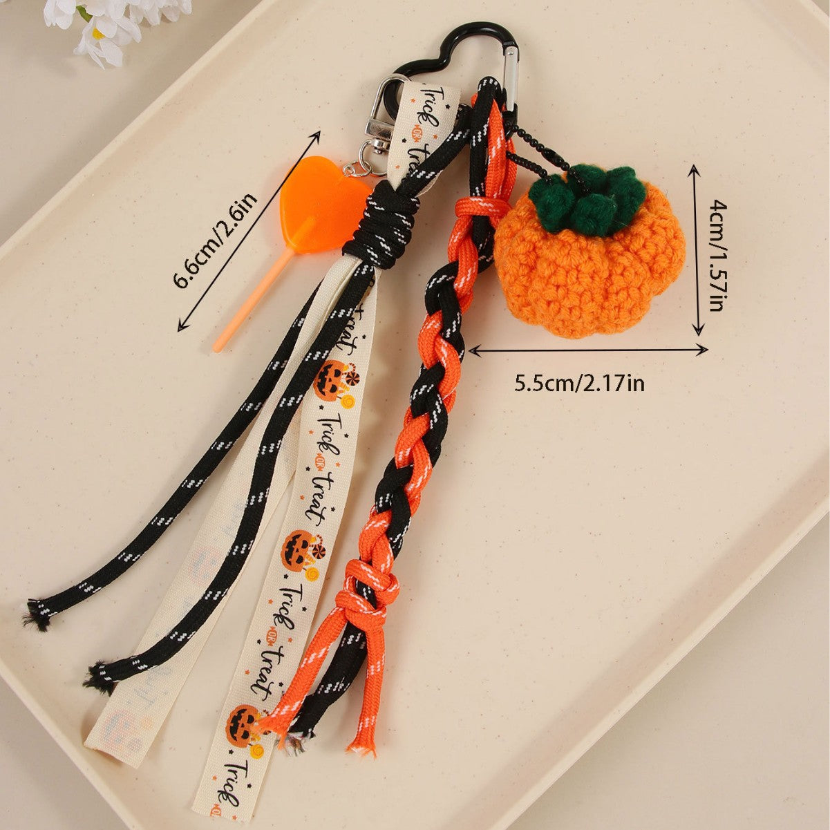 Halloween Pumpkin Braided Bag Charm
