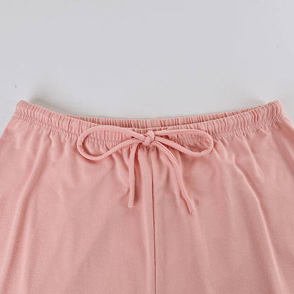 Bow Splicing Spaghetti String Loungewear Set