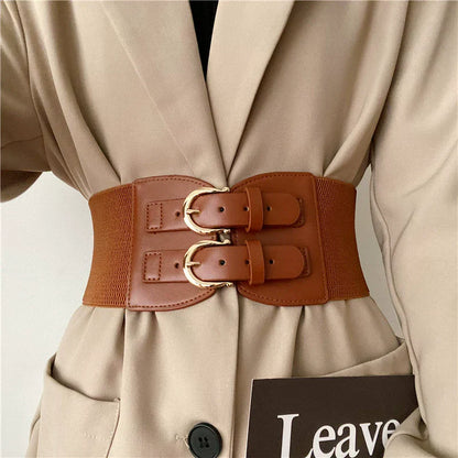 Solid Color Stretchy Adjustable Wide Waist Belt